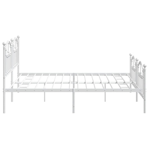 vidaXL Metal Bed Frame without Mattress with Footboard White 200x200cm