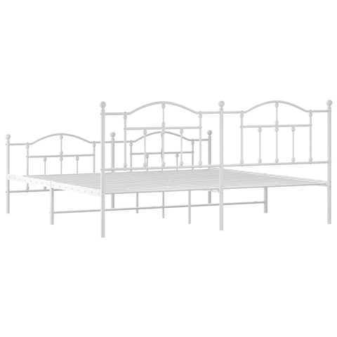 vidaXL Metal Bed Frame without Mattress with Footboard White 200x200cm