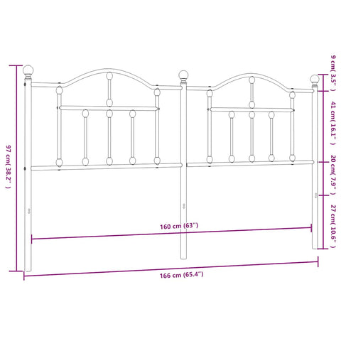 vidaXL Metal Replace Headboard White 160 cm