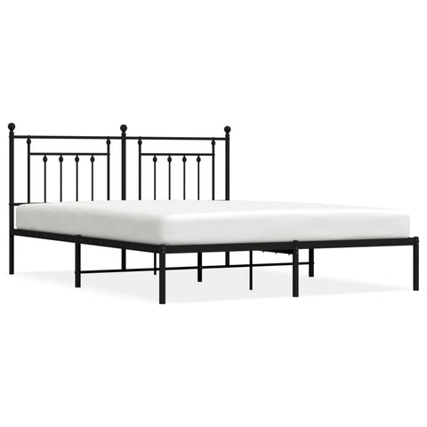 vidaXL Metal Bed Frame without Mattress with Headboard Black 160x200cm