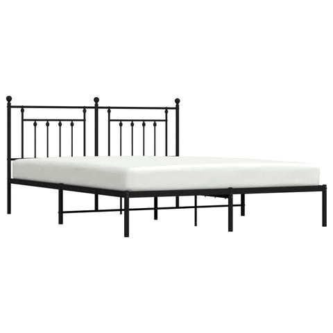 vidaXL Metal Bed Frame without Mattress with Headboard Black 160x200cm