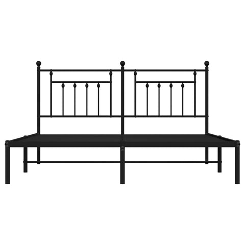 vidaXL Metal Bed Frame without Mattress with Headboard Black 160x200cm