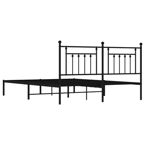 vidaXL Metal Bed Frame without Mattress with Headboard Black 160x200cm