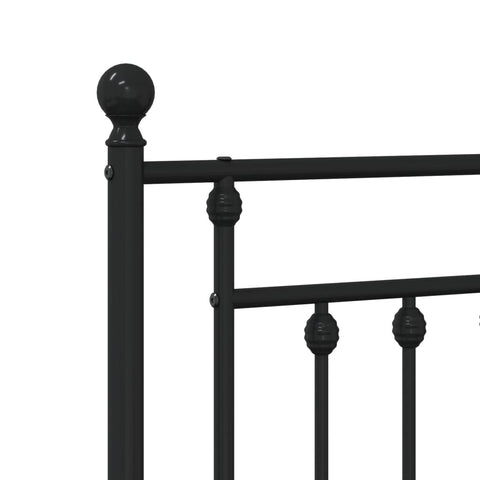 vidaXL Metal Bed Frame without Mattress with Headboard Black 160x200cm