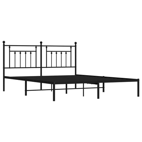 vidaXL Metal Bed Frame without Mattress with Headboard Black 180x200cm