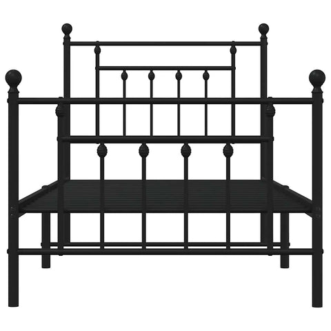 vidaXL Metal Bed Frame without Mattress with Footboard Black 90x190cm