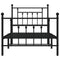 vidaXL Metal Bed Frame without Mattress with Footboard Black 90x190cm