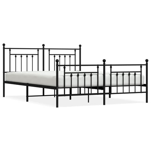 vidaXL Metal Bed Frame without Mattress with Footboard Black 180x200cm