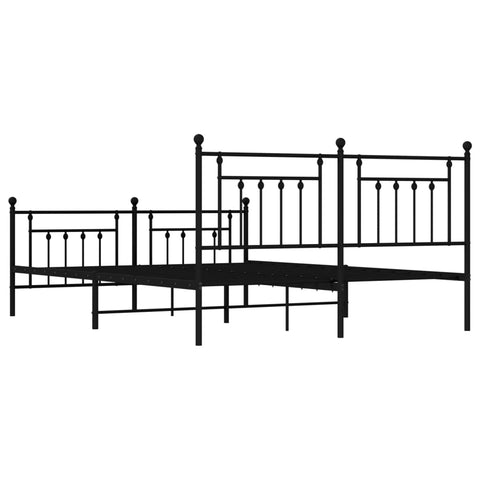 vidaXL Metal Bed Frame without Mattress with Footboard Black 180x200cm