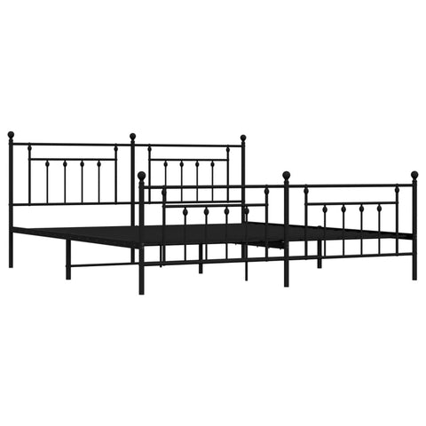 vidaXL Metal Bed Frame without Mattress with Footboard Black 200x200cm