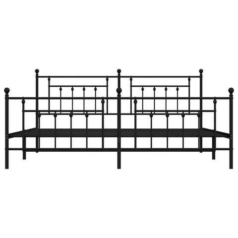 vidaXL Metal Bed Frame without Mattress with Footboard Black 200x200cm