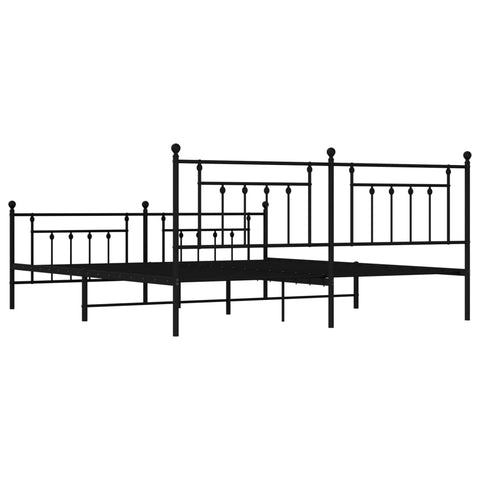 vidaXL Metal Bed Frame without Mattress with Footboard Black 200x200cm