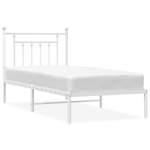 vidaXL Metal Bed Frame without Mattress with Headboard White 80x200cm