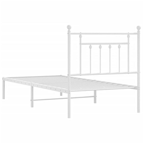 vidaXL Metal Bed Frame without Mattress with Headboard White 80x200cm