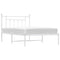 vidaXL Metal Bed Frame without Mattress with Headboard White 107x203cm