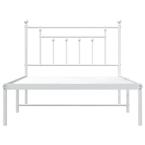 vidaXL Metal Bed Frame without Mattress with Headboard White 107x203cm
