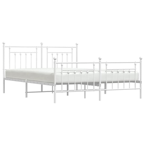 vidaXL Metal Bed Frame without Mattress with Footboard White 180x200cm