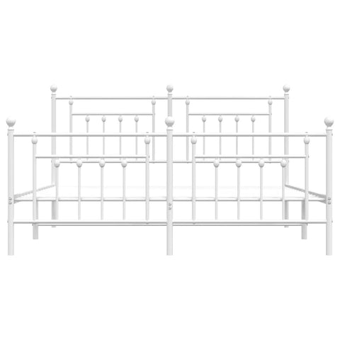 vidaXL Metal Bed Frame without Mattress with Footboard White 180x200cm