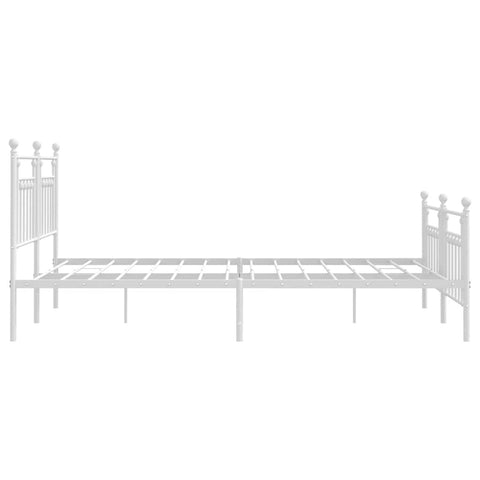 vidaXL Metal Bed Frame without Mattress with Footboard White 180x200cm