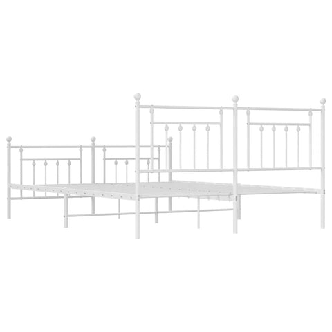 vidaXL Metal Bed Frame without Mattress with Footboard White 180x200cm