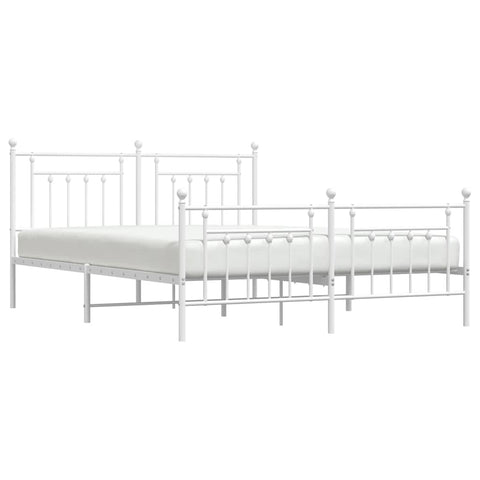 vidaXL Metal Bed Frame without Mattress with Footboard White 183x213cm