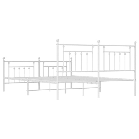 vidaXL Metal Bed Frame without Mattress with Footboard White 183x213cm