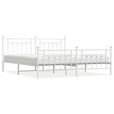 vidaXL Metal Bed Frame without Mattress with Footboard White 200x200cm