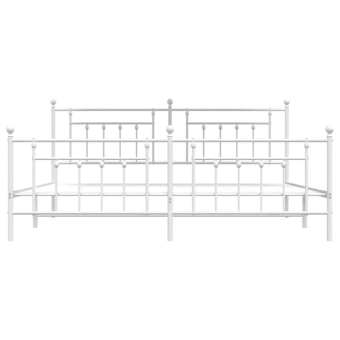 vidaXL Metal Bed Frame without Mattress with Footboard White 200x200cm