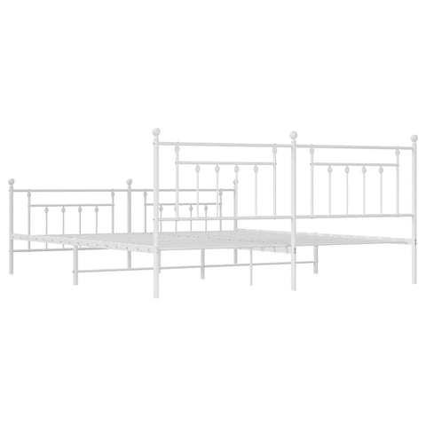 vidaXL Metal Bed Frame without Mattress with Footboard White 200x200cm