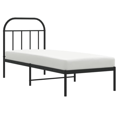 vidaXL Metal Bed Frame without Mattress with Headboard Black 75x190cm