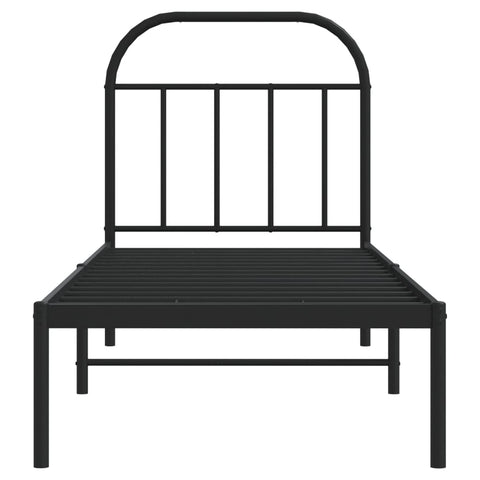 vidaXL Metal Bed Frame without Mattress with Headboard Black 75x190cm