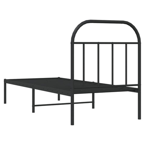 vidaXL Metal Bed Frame without Mattress with Headboard Black 75x190cm