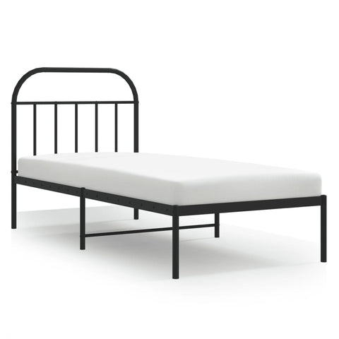 vidaXL Metal Bed Frame without Mattress with Headboard Black 90x190cm