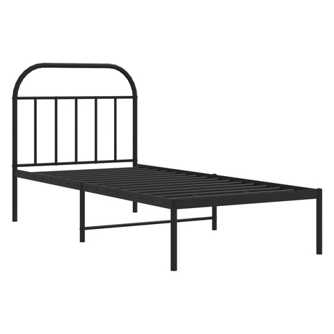 vidaXL Metal Bed Frame without Mattress with Headboard Black 90x190cm