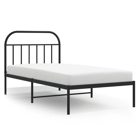 vidaXL Metal Bed Frame without Mattress with Headboard Black 100x190cm