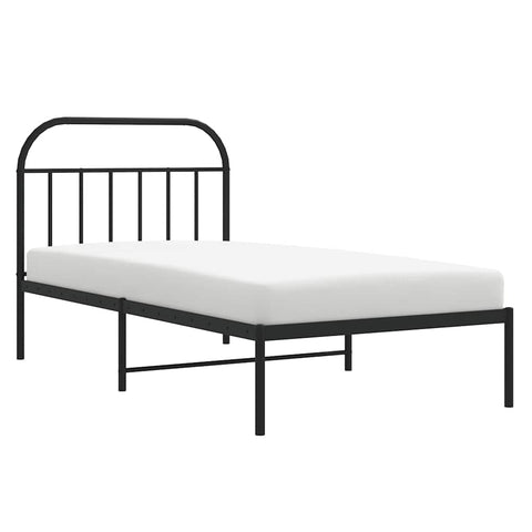 vidaXL Metal Bed Frame without Mattress with Headboard Black 100x190cm
