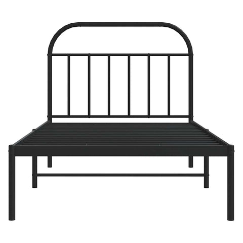 vidaXL Metal Bed Frame without Mattress with Headboard Black 100x190cm