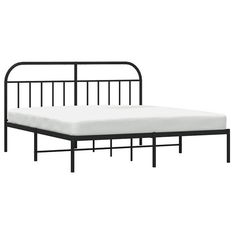 vidaXL Metal Bed Frame without Mattress with Headboard Black 180x200cm
