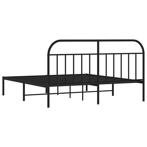 vidaXL Metal Bed Frame without Mattress with Headboard Black 180x200cm