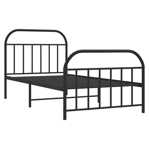 vidaXL Metal Bed Frame without Mattress with Footboard Black 100x190cm