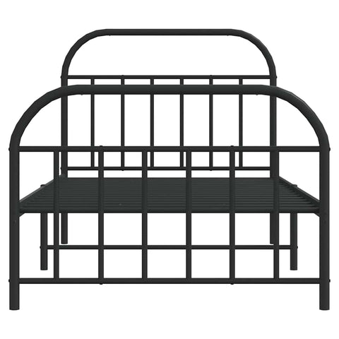 vidaXL Metal Bed Frame without Mattress with Footboard Black 100x190cm