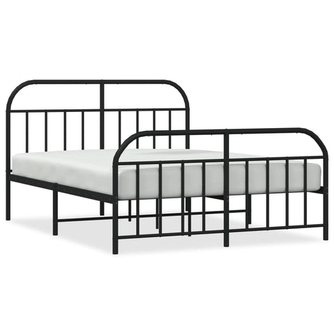 vidaXL Metal Bed Frame without Mattress with Footboard Black 140x190cm