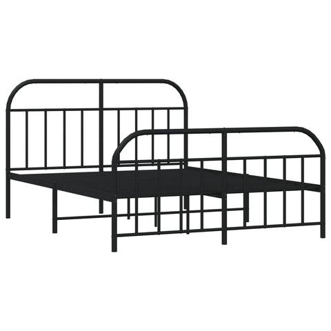 vidaXL Metal Bed Frame without Mattress with Footboard Black 140x190cm