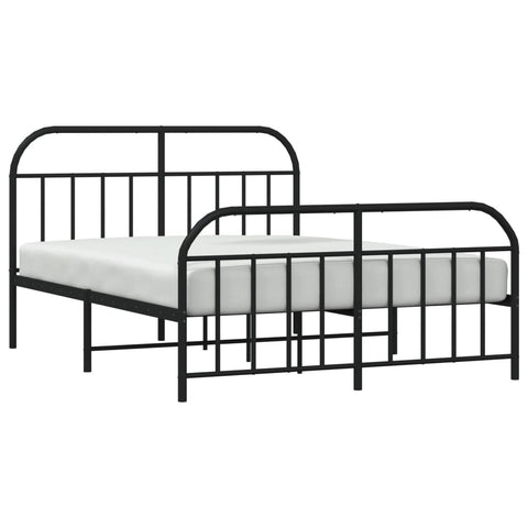 vidaXL Metal Bed Frame without Mattress with Footboard Black 140x190cm