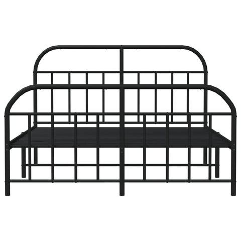 vidaXL Metal Bed Frame without Mattress with Footboard Black 140x190cm