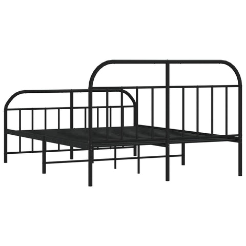 vidaXL Metal Bed Frame without Mattress with Footboard Black 140x190cm