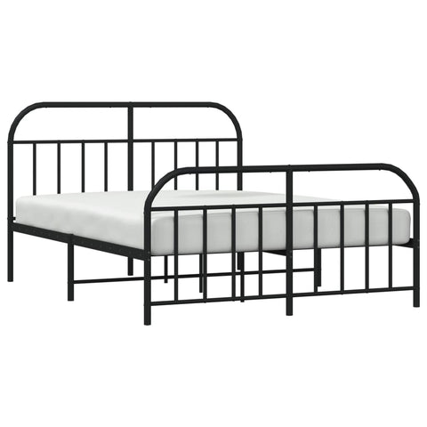 vidaXL Metal Bed Frame without Mattress with Footboard Black 160x200cm