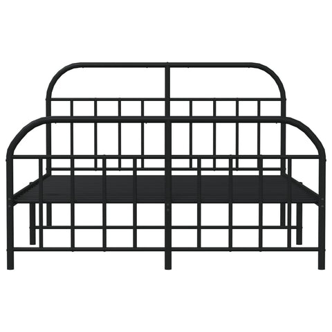 vidaXL Metal Bed Frame without Mattress with Footboard Black 160x200cm