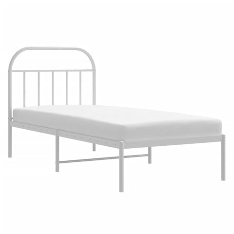 vidaXL Metal Bed Frame without Mattress with Headboard White 90x190cm
