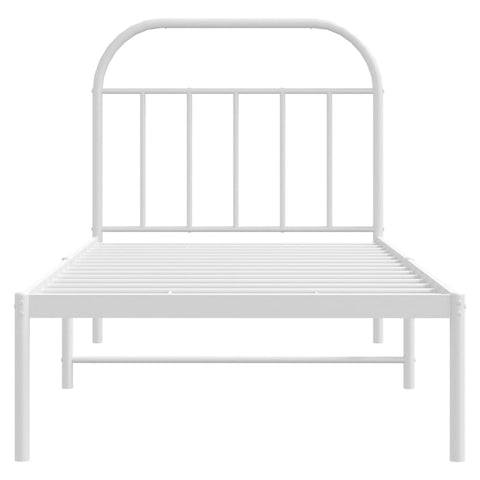 vidaXL Metal Bed Frame without Mattress with Headboard White 90x190cm